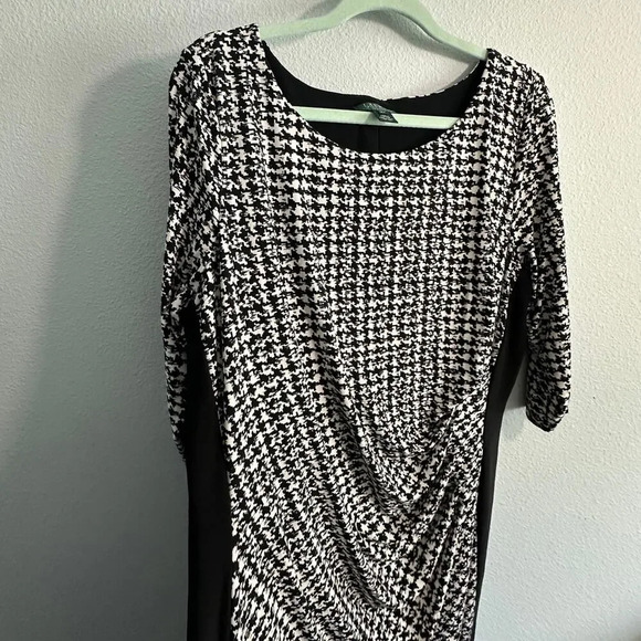 LAUREN RALPH LAUREN Black White Houndstooth Sheath Dress SIZE 18W - Picture 5 of 9